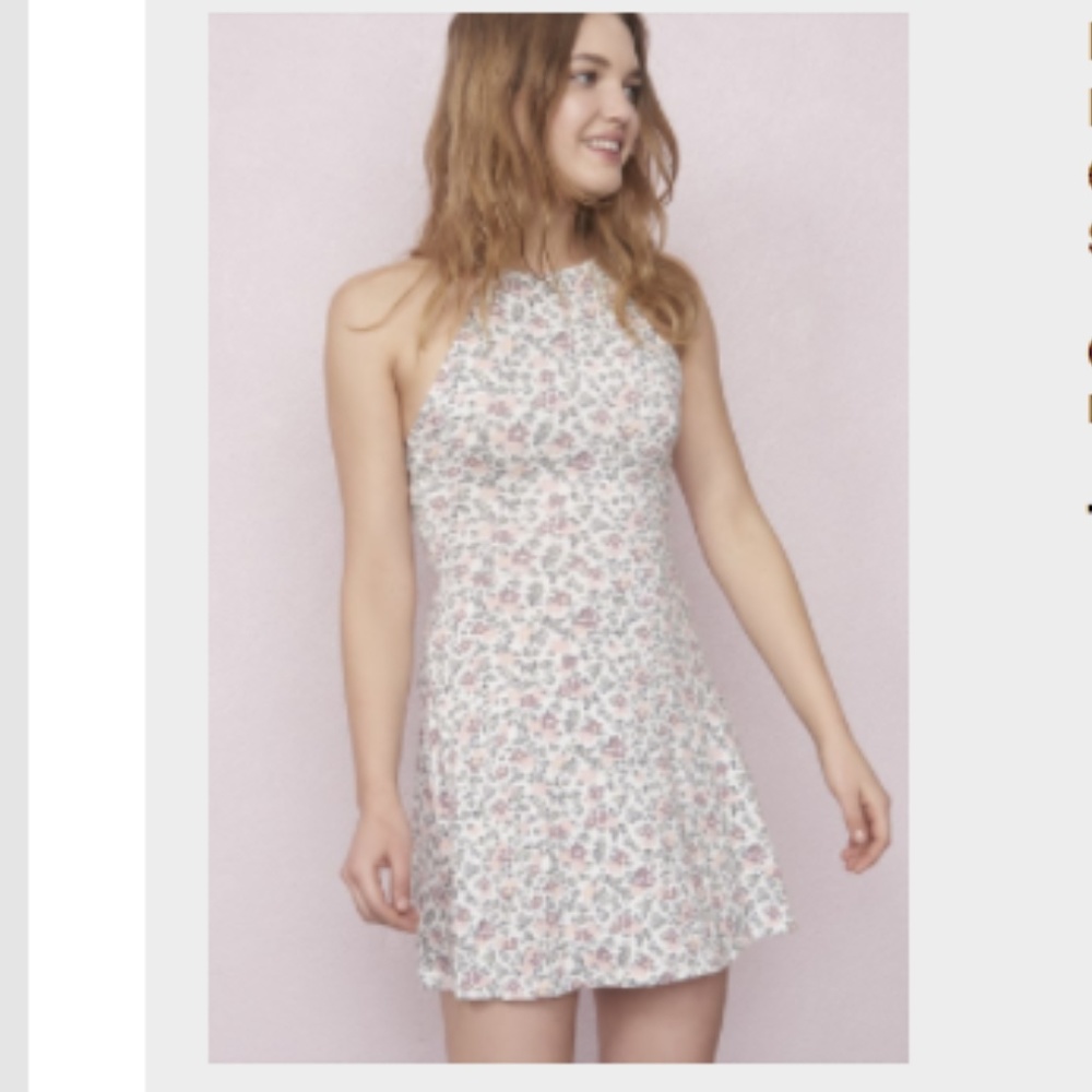 High Neck Cross-Back Fit & Flare Dress